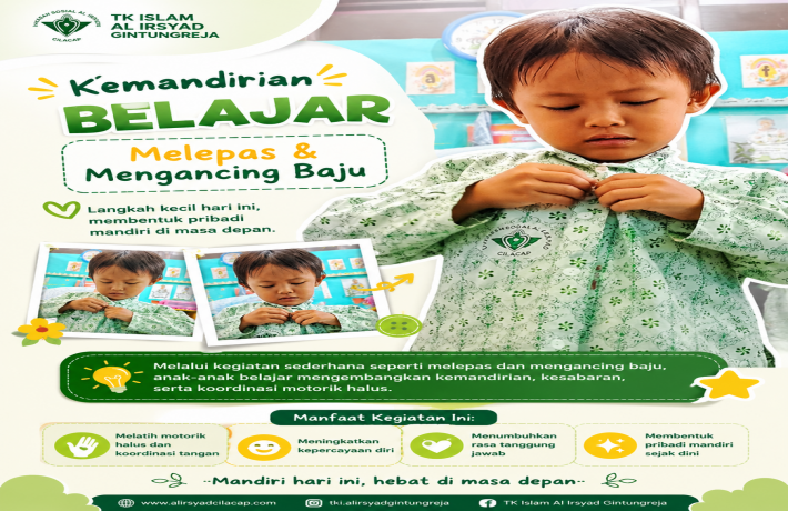 Belajar Kemandirian pada kegiatan Melepas dan Mengancing Baju